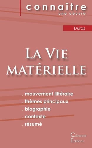 Fiche de lecture La Vie matérielle de Marguerite Duras (Analyse littéraire de référence et résumé complet) cover