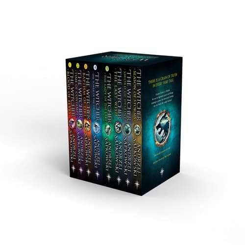 The Witcher Boxed Set The Last Wish, Sword of Destiny, Blood of Elves, Time of Contempt, Baptism of Fire, The Tower of The Swallow, The Lady of the Lake, Season of Storms cover