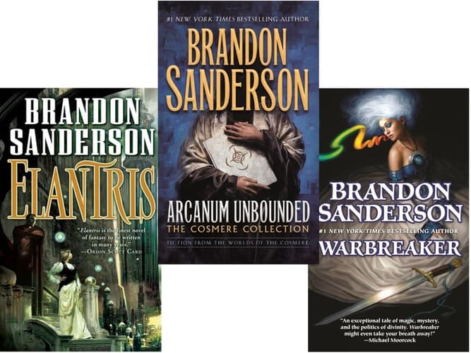 Brandon Sanderson 3 Books Collection Set (Arcanum Unbounded, Elantris, Warbreaker) cover
