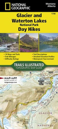 Glacier and Waterton Lakes National Parks Day Hikes Map (National Geographic Topographic Map Guide, 1708) cover