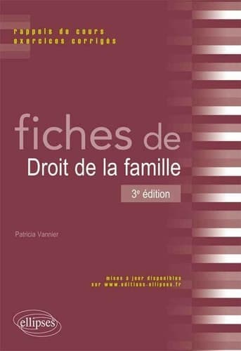 Fiches de droit de la famille rappels de cours et exercices corrigés cover