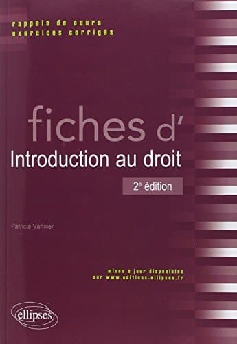Fiches d'introduction au droit rappels de cours et exercices corrigés cover