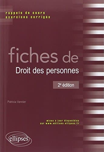 Fiches de droit des personnes rappels de cours et exercices corrigés cover