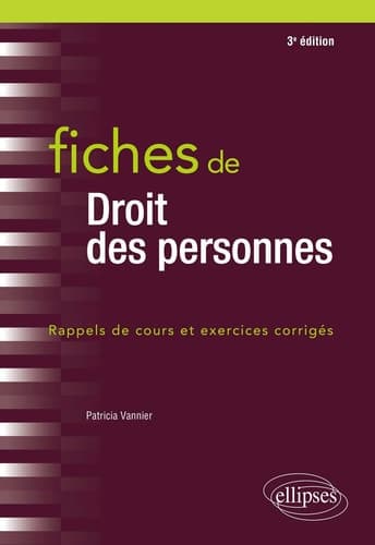 Fiches de droit des personnes Rappels de cours et exercices corrigés cover