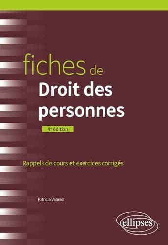 Fiches de Droit des personnes Rappels de cours et exercices corrigés cover