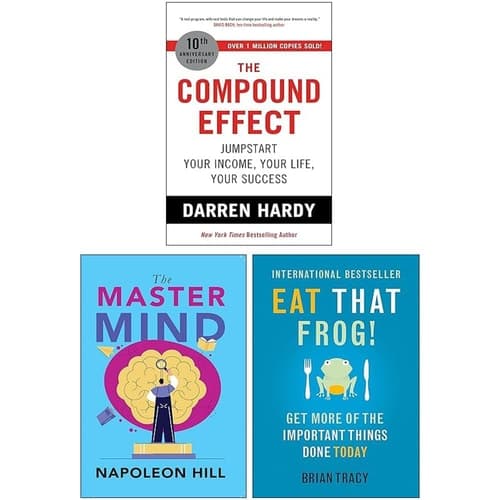 The Compound Effect By Darren Hardy LLC, Eat That Frog! By Brian Tracy, The Master Mind By Napoleon Hill 3 Books Collection Set cover