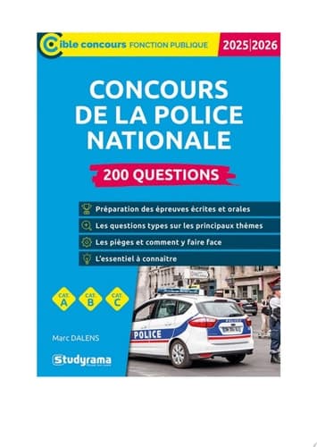 Concours de la police nationale : 200 questions - Catégories A, B et C - Édition 2025-2026 cover